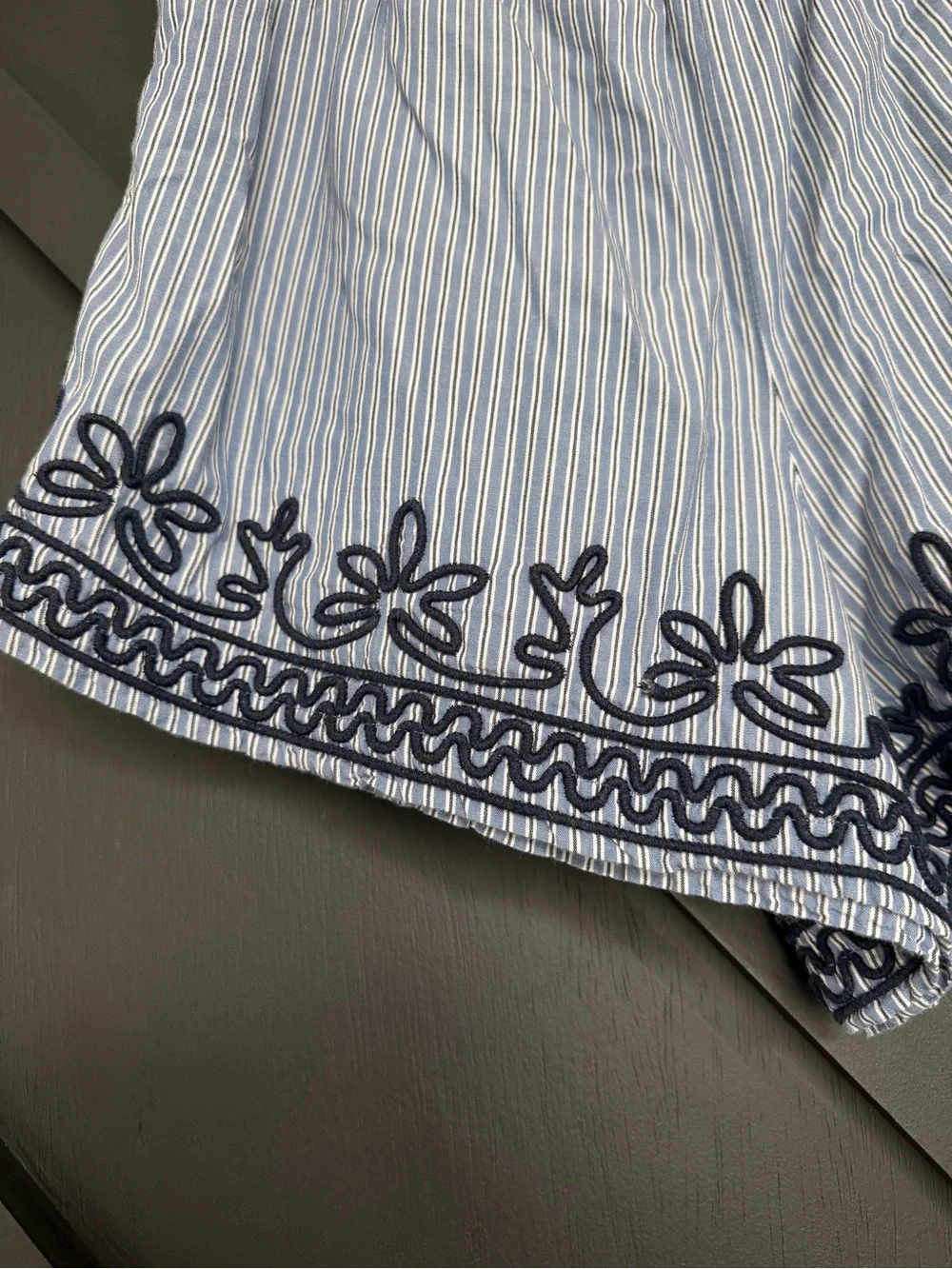 Tuckernuck Soutache Embroidered Jacques Blouse & Ava Shorts Set in Blue/White, M